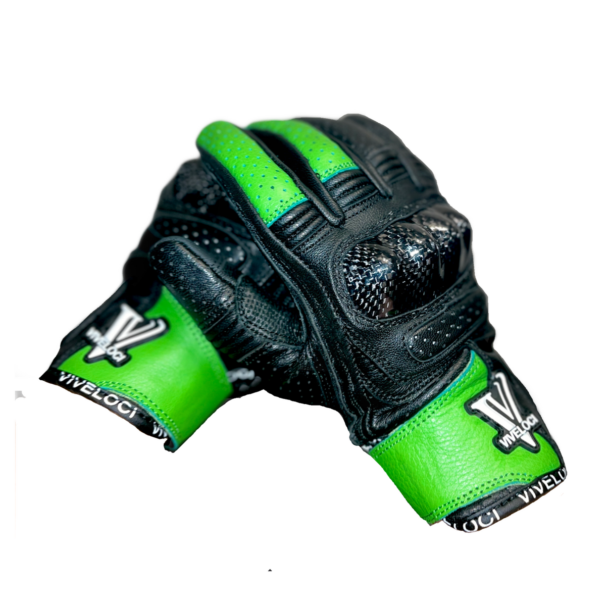 Green Women's Leather Motorcycle Gloves - Ciao Bella – ViVeloci