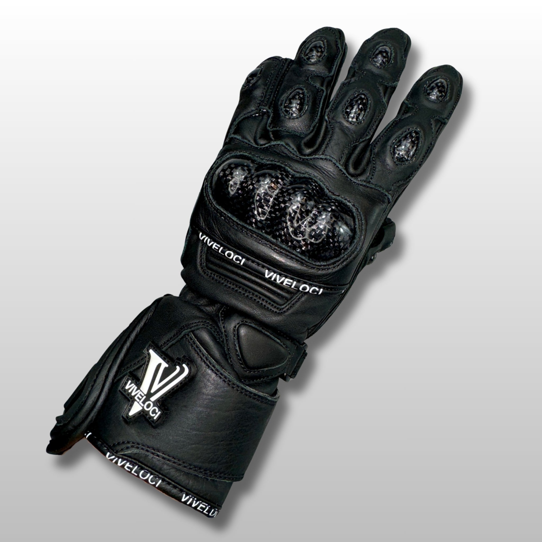 Women's Leather Gauntlet Motorcycle Gloves | Carbon Fiber