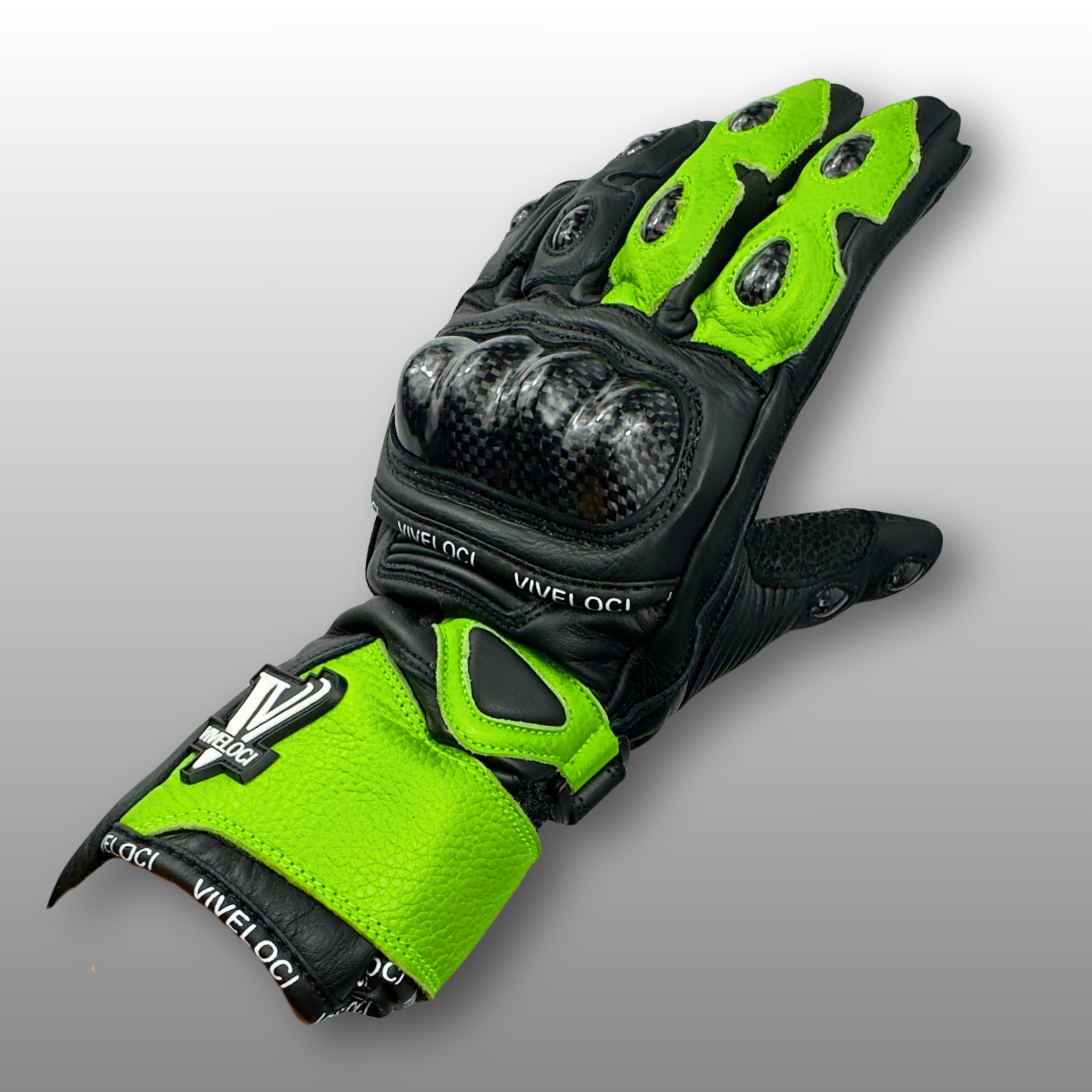 Women's Leather Gauntlet Motorcycle Gloves | Carbon Fiber