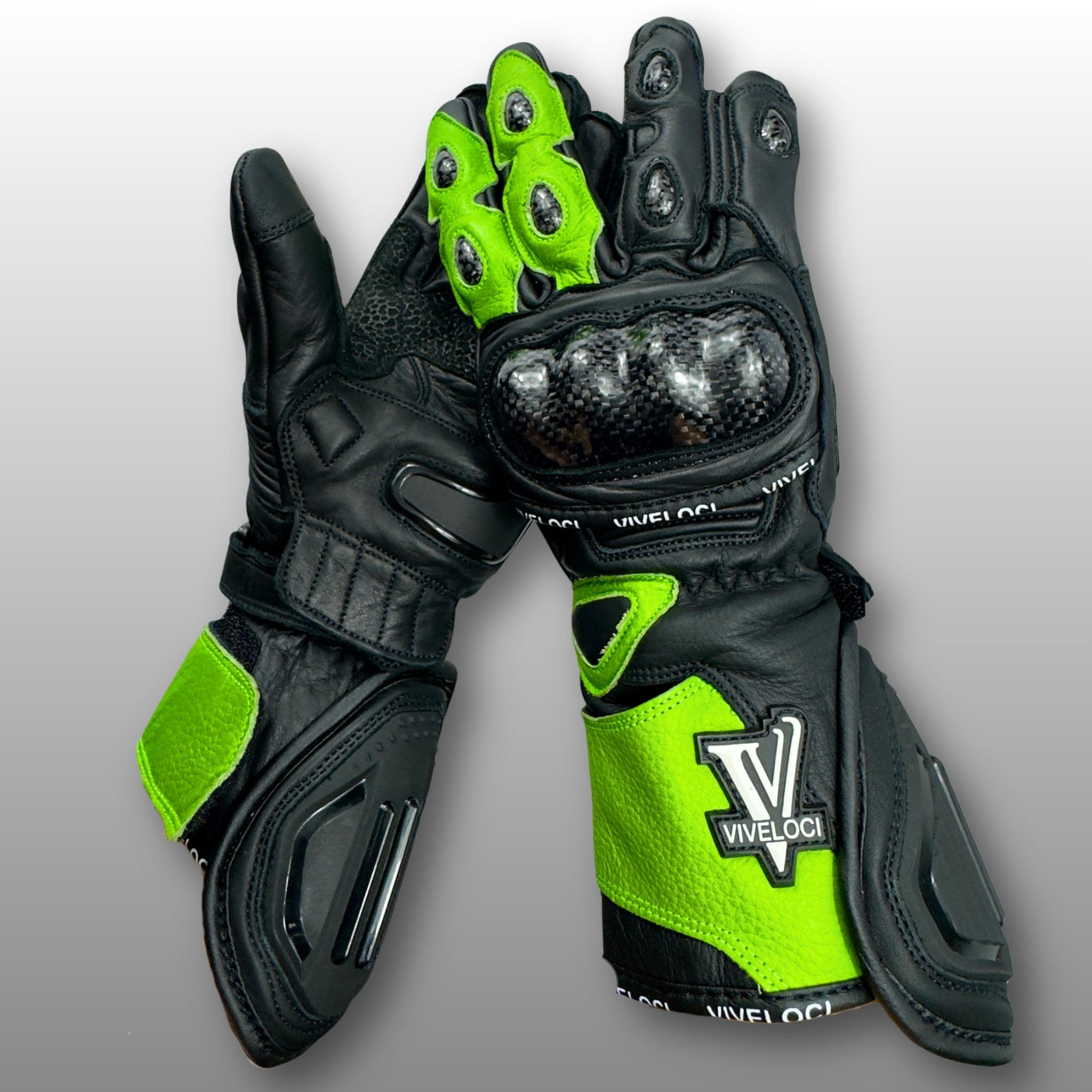 Women's Leather Gauntlet Motorcycle Gloves | Carbon Fiber
