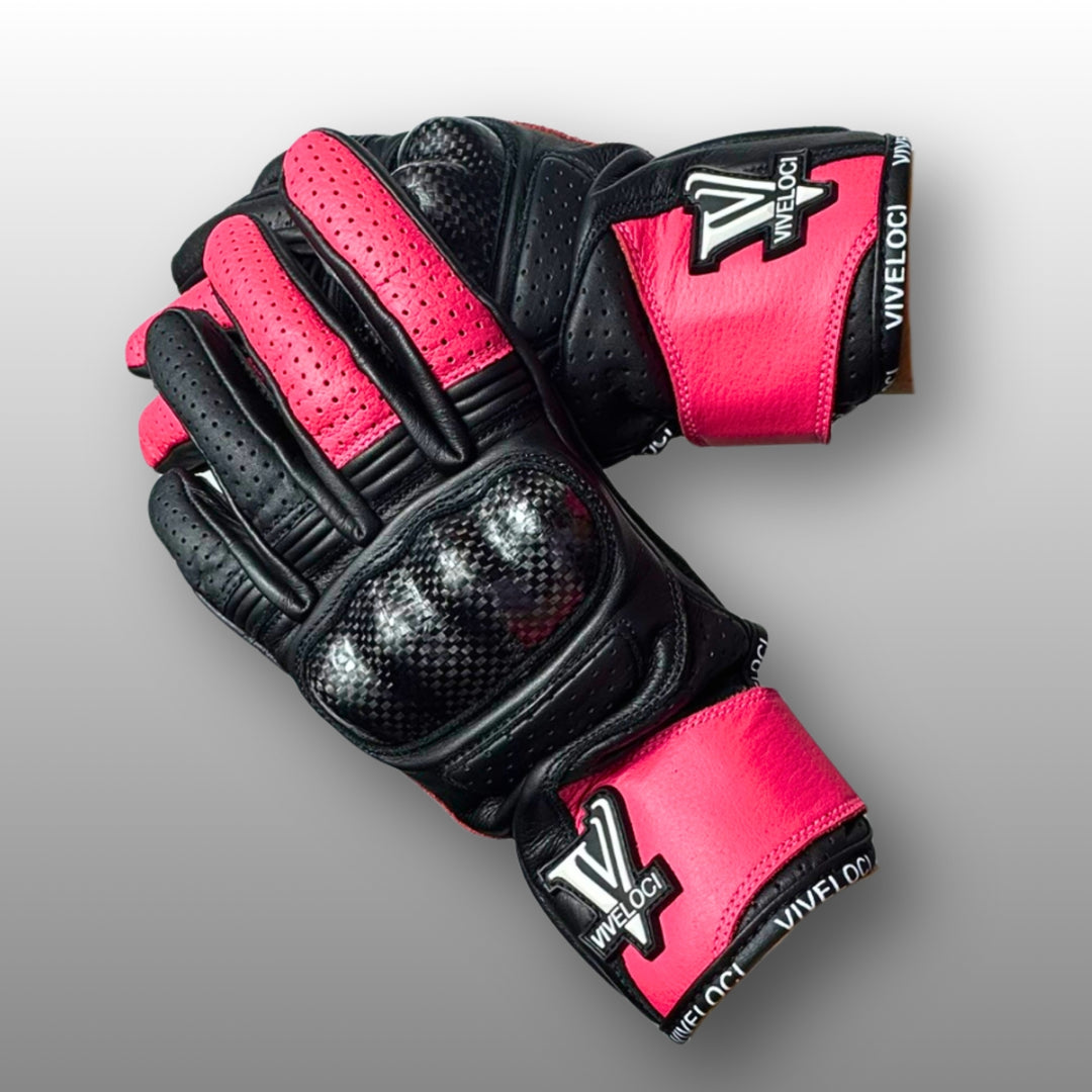 Ciao Bella | Women’s Leather Motorcycle Gloves - Hot Pink