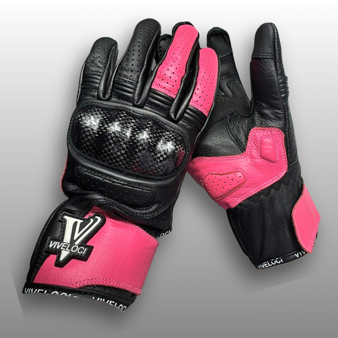 Ciao Bella | Women’s Leather Motorcycle Gloves - Hot Pink