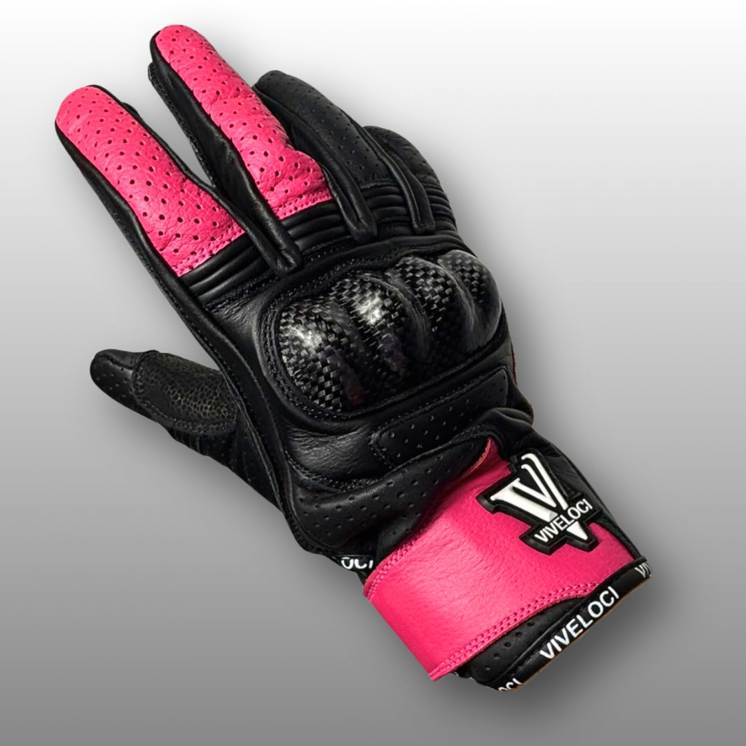 Ciao Bella | Women’s Leather Motorcycle Gloves - Hot Pink