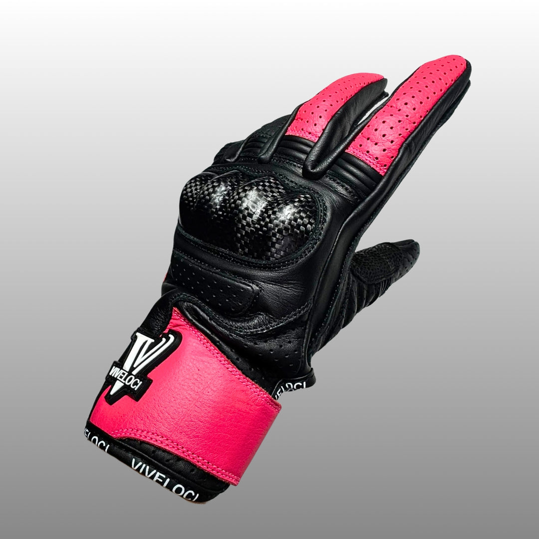 Ciao Bella | Women’s Leather Motorcycle Gloves - Hot Pink