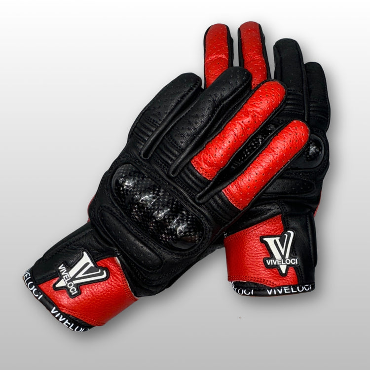 Black and Red Ciao Bella Motorcycle Gloves for women