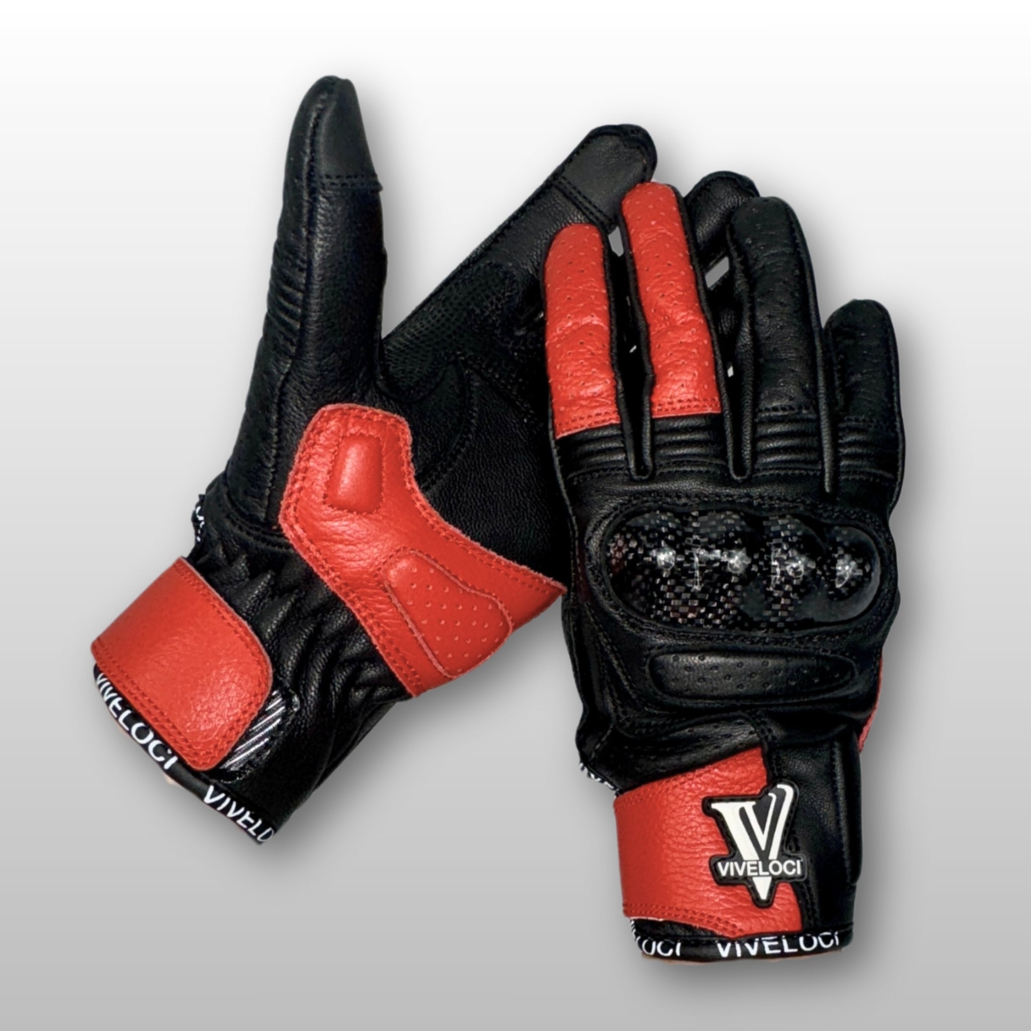 Black and Red Ciao Bella Motorcycle Gloves for women