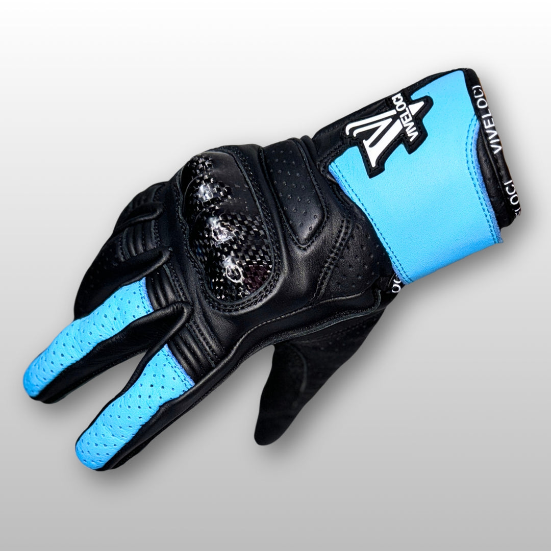 ViVeloci Ciao Bella Women's Motorcycle gloves in Sky Blue.