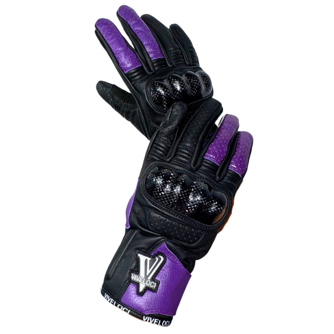 Purple Women's Leather Motorcycle Gloves - Ciao Bella – ViVeloci