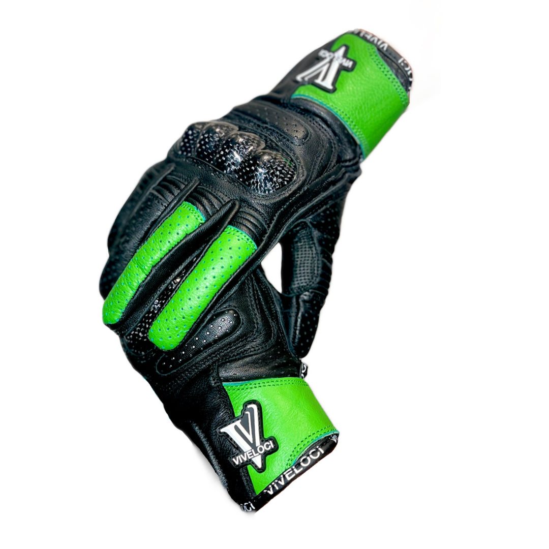 Green motorbike gloves sale