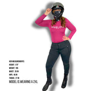 IMPAVIDA II Moto Stretch Pants are made from a new highly stretchable, abrasion resistant material that will protect your skin while still being comfortable and flexible. Designed for a woman’s body with a lot of stretch to accommodate for our curves! Hidden inner pockets for CE Level 2 hip, knee and tailbone impact protection armor (included)