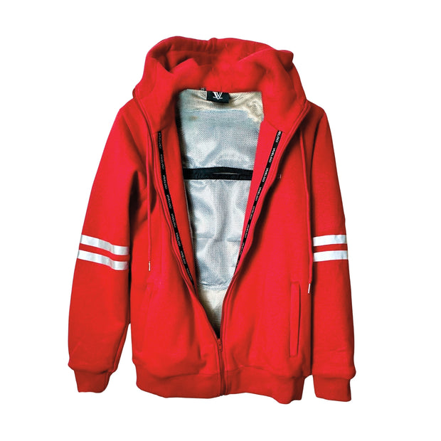 VIVELOCI FAMILY- Red ViVeloci Fully Lined Armored Reflective Hoodie