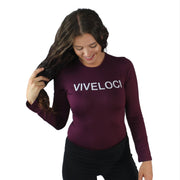 Tiffany wearing the ViVeloci Bodysuit in Plum