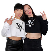ViVeloci Lightweight Long Sleeve Crop Tops in Black and White. 93% Cotton, 7% Spandex. 